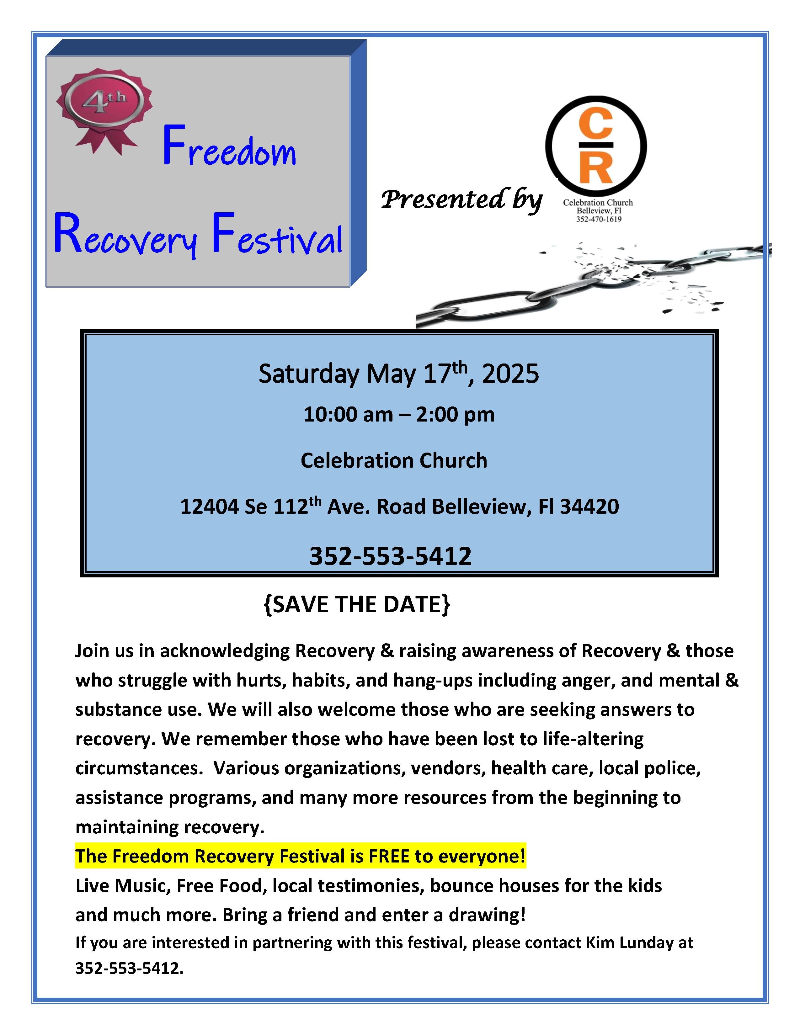 Fourth Annual Freedom Recovery Festival Logo